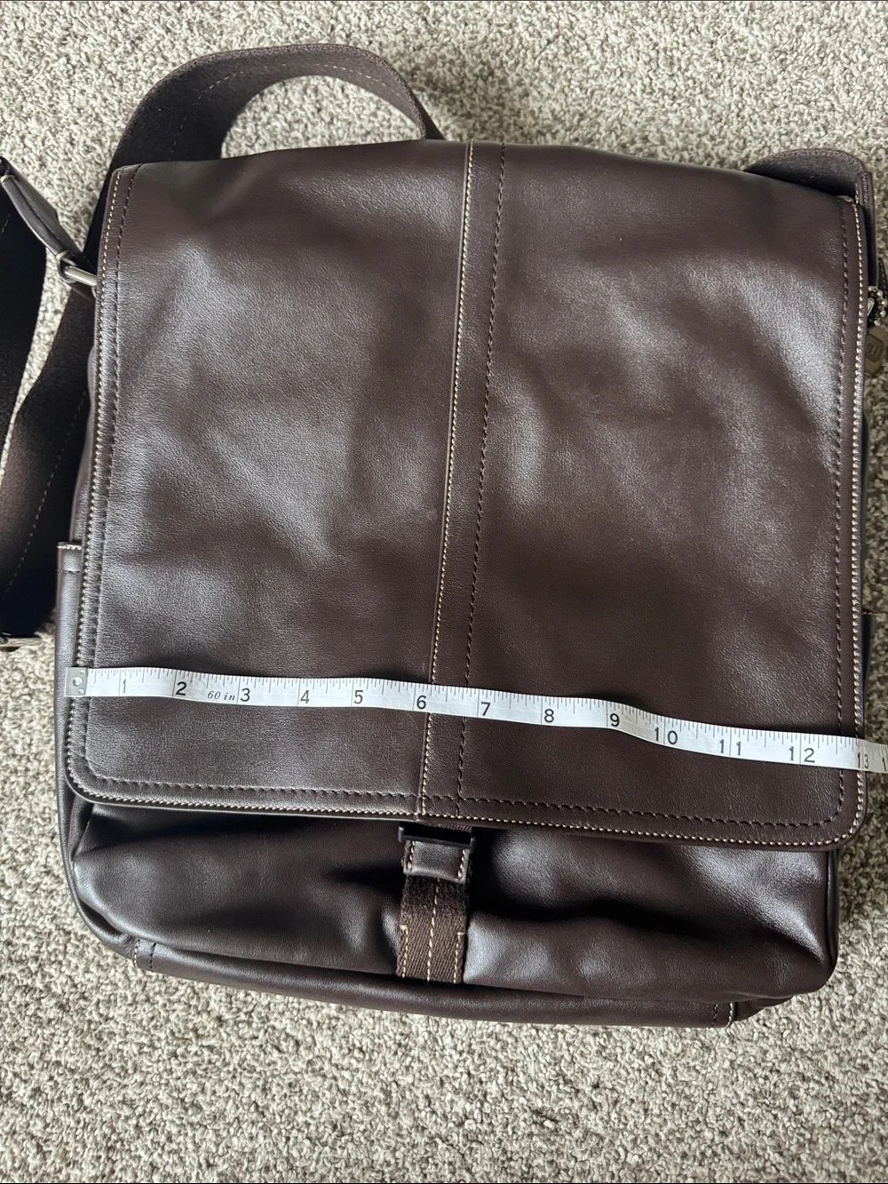 Coach Dark Brown Leather Messenger Bag with Adjustable Strap